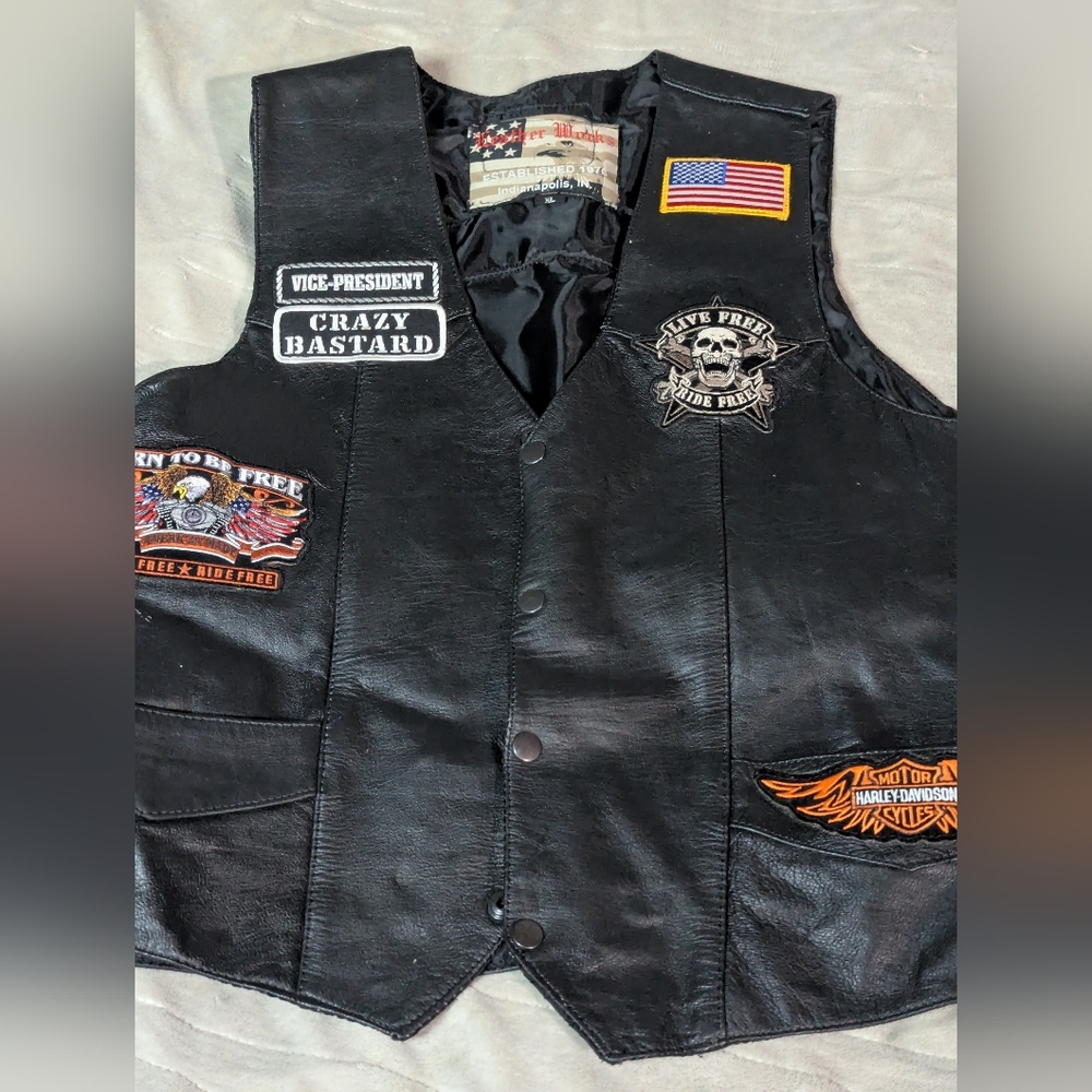 Harley-Davidson Black Leather Vest with Patches